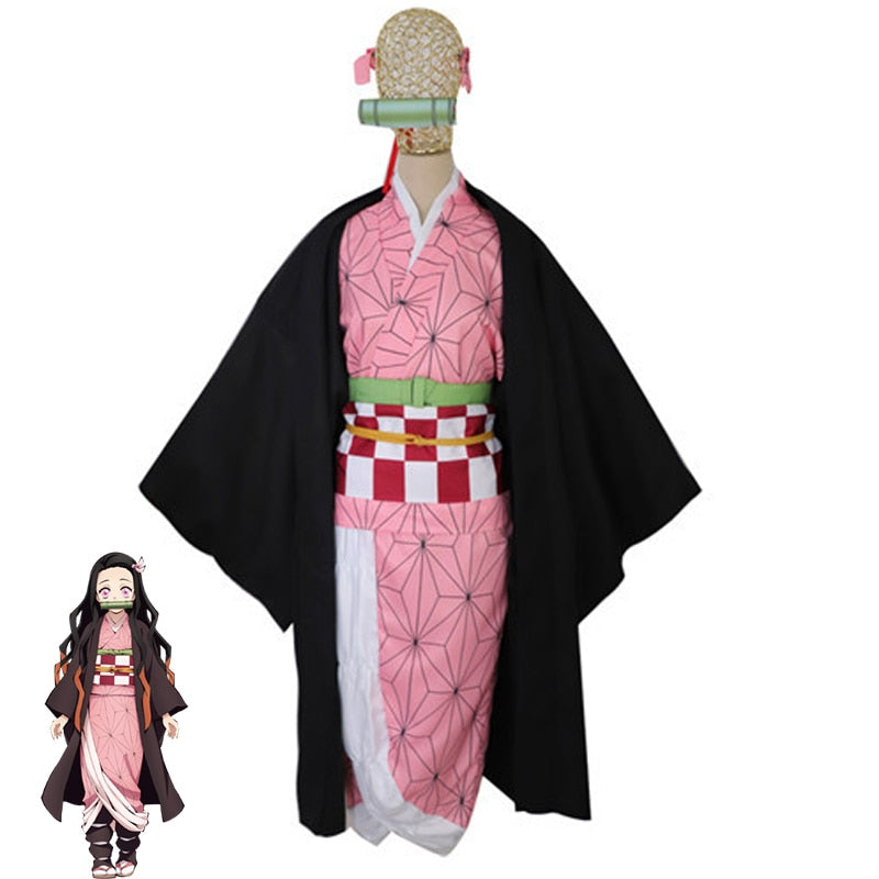 Disfraz de Kimetsu No Yaiba Demon Slayer para niños, disfraz de Halloween, Carnaval, precioso disfraz divertido, ropa para niños Nezuko