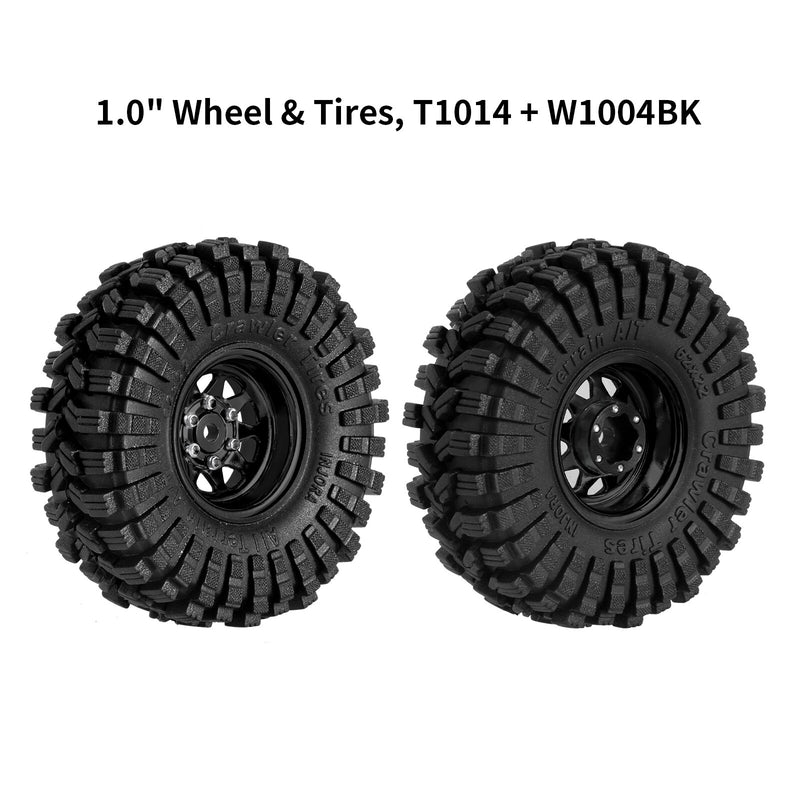 INJORA -3.78mm Offset 1.0" Beadlock Wheel Rims Tires Set for 1/18 1/24 RC Crawler Car Axial SCX24 FMS FCX24 TRX4M (W1004-T1014)