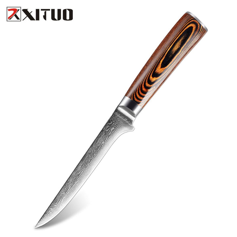 XITUO 1-4pcs kitchen knives set Japanese Damascus steel kitchen knife VG10 chef boning Paring Santoku utility knives wood handle