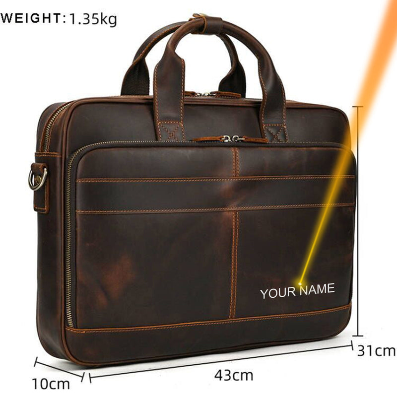 MAHEU Men Briefcase Genuine Leather Laptop Bag 15.6&quot; PC Doctor Lawyer Computer Bag Cowhide Male Briefcase Cow Leather Men Bag