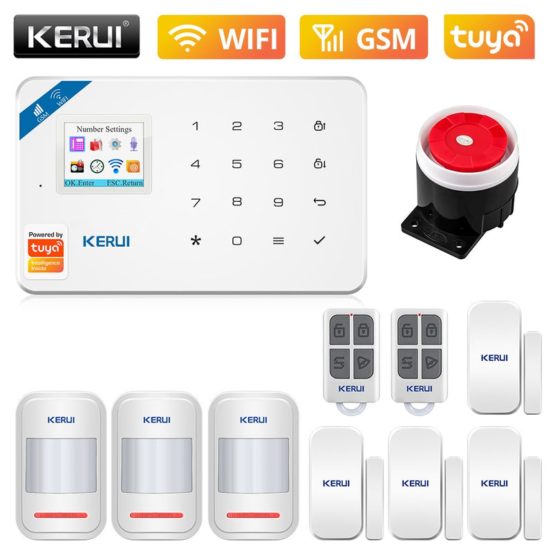 KERUI W181 WIFI GSM Home Security Tuya Smart Alarm System APP Control Wireless Door Sensor PIR Motion Detector Burglar Alarm Kit