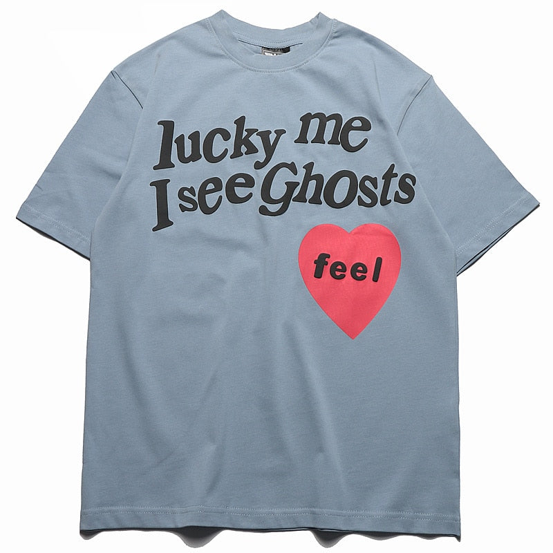 Kanye West Kids See Ghosts Übergroßes T-Shirt für Herren, Tour-Gedenkdruck, Retro, lockeres Harajuku-T-Shirt mit Rundhalsausschnitt und kurzen Ärmeln