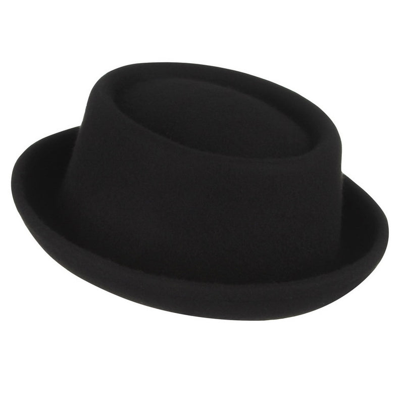 GEMVIE Classic 100% lana suave fieltro Pork Pie sombrero Fedora para hombres mujeres Otoño Invierno sombrero de lana visera curva hombres sombreros de vestir