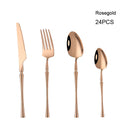 24pcs/lot Korean Food Portable Cutlery 304 Stainless Steel Table Fork Knife Spoon Dinner Set Dinnerware Gold Tableware Sets