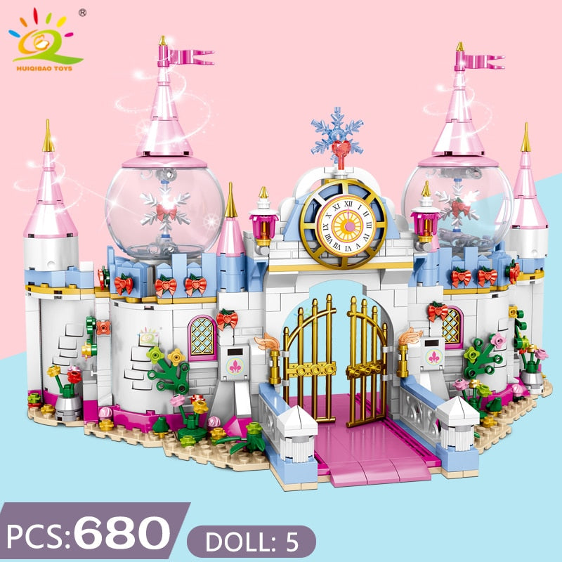 HUIQIBAO amigos Castillo de hielo princesa reina bloques de construcción conjunto de ladrillos modulares para niñas casa Palacio niños juguetes de construcción