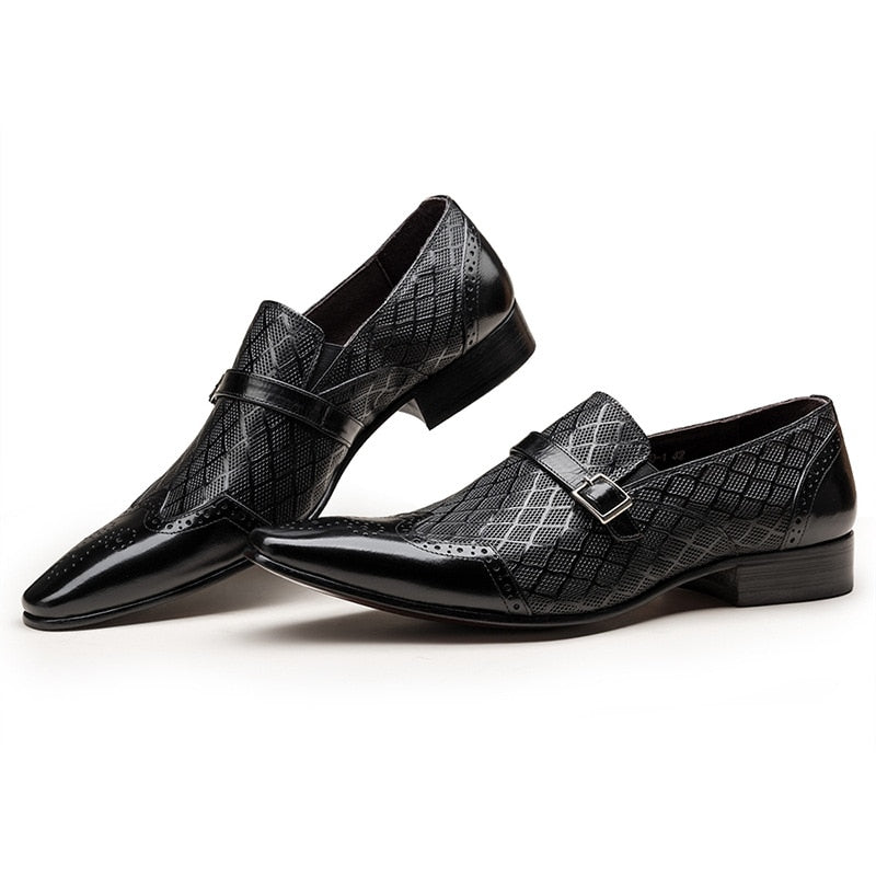 Zapatos formales italianos para hombre de lujo de cuero genuino hechos a mano negro boda traje social hebilla 2022 otoño nuevos mocasines de vestir Oxford