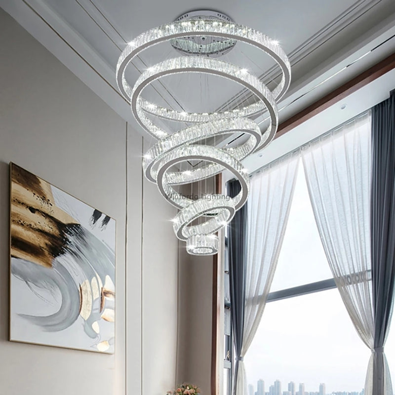 2022 Luxury LED Crystal Chandelier Pendant Lamp For Staircase 110V / 220V Winfordo Lighting Fixture IN STOCK