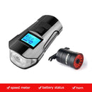 Waterproof Bicycle Light USB Charging Bike Front Light Flashlight Handlebar Cycling Head Light w/ Horn Speed Meter LCD Screen