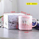 FSILE Marble Pattern Cup Gold Rim Mug Gift Box Set Coffee Cup  Couple Women Cup Flamingo Cup Ceramic with Hand Ceremony