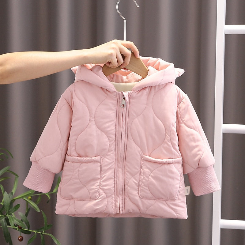 New Winter Children Thicken Clothes Baby Boys Girls Cotton Hooded Jacket Autumn Kids Toddler Fashion Coat Infant Casual Costume