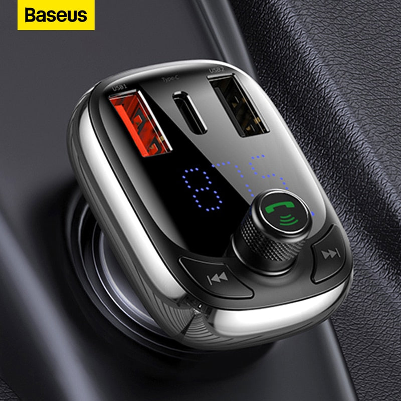 Baseus FM Transmitter Bluetooth 5.0 Handsfree Car Kit Audio MP3 Player With PPS QC3.0 QC4.0 5A Fast Charger Auto FM Modulator