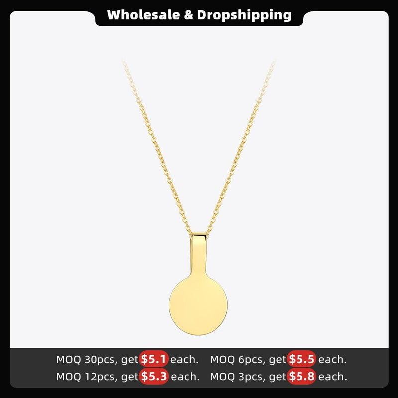 ENFASHION Personalized Engraved Name Necklace Stainless Steel Circle Square Pendant Necklaces For Couples Jewelry Custom PB3010