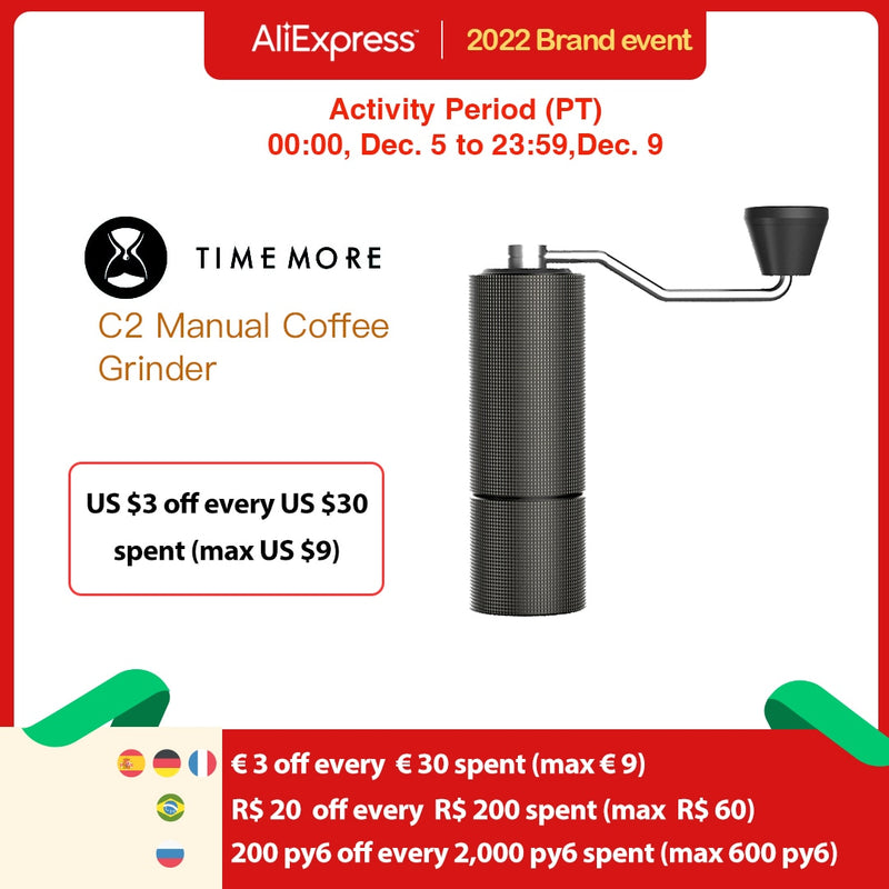 TIMEMORE Chestnut C2 Upgrade Manual Coffee Grinder Portable High Quality Hand Grinder Mill With Double Bearing Positioning