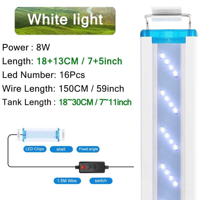 18-75CM Super Slim LEDs Aquarium Lighting Aquatic Plant Light Extensible Waterproof Clip on Lamp For Fish Tank 90-260V