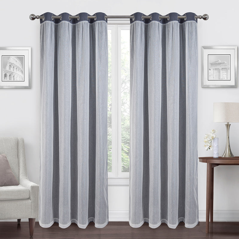 White Sheer Voile and Blackout Curtains Assembled Grommet Mix and Match Curtains for Living Room W52xH84 Inch Set of 2 Panels