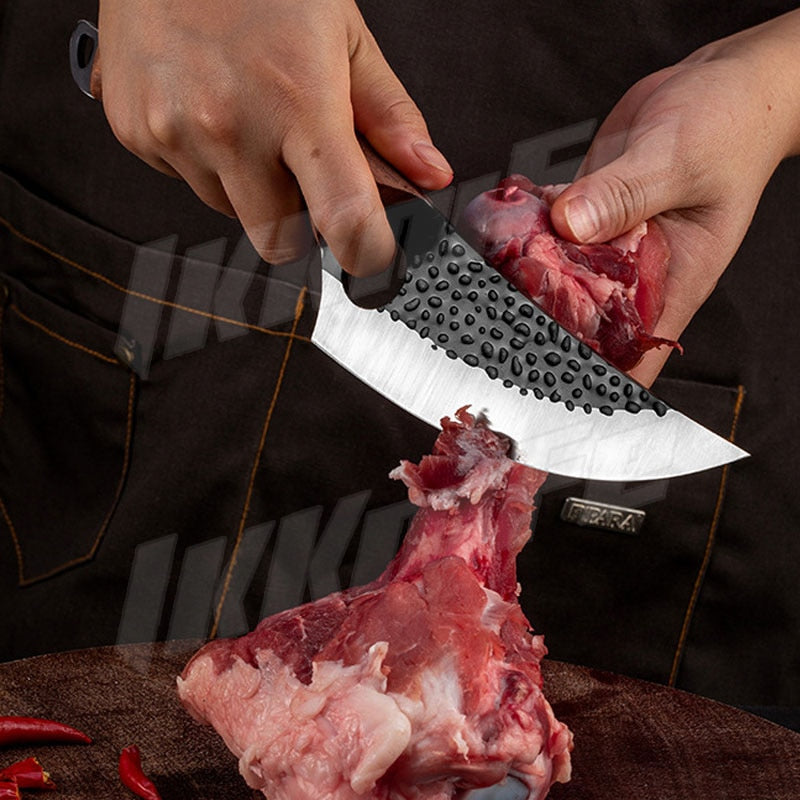 5.5" Meat Cleaver Hunting Knife Handmade Forged Boning Knife Serbian Chef Knife Stainless Steel Kitchen Knife Butcher Fish Knife