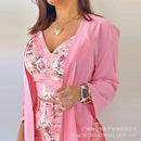 WEPBEL Long Sleeve Cardigan Camis Shorts Pants Sets 3 Piece Sets Outfits Women Sets Printed Female Floral Printing Shorts Sets