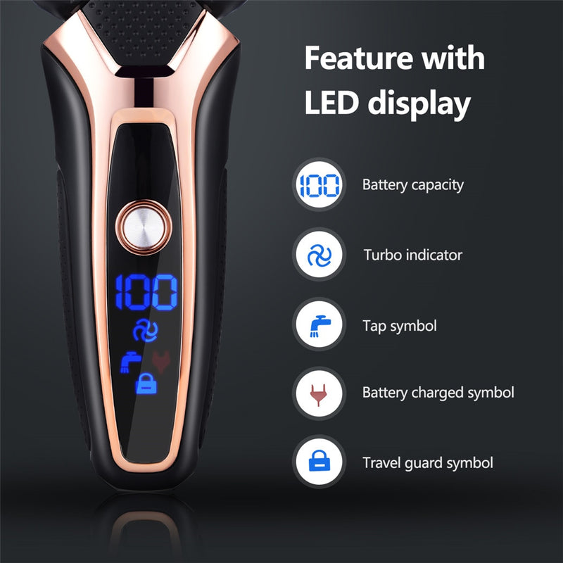 CkeyiN RSCX-9008 Electric Shaver Rechargeable 3D Floating Blade Beard Trimmer Men Washable Razor Professional Shaving Machine  5