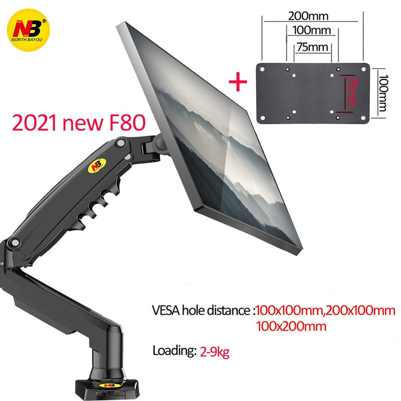 2019 NEU NB F80 Desktop17-27" LCD LED Monitorhalter Arm Gasfeder Vollbewegliche Gasfeder Flexi TV-Halterung Belastbar 2-9 kg