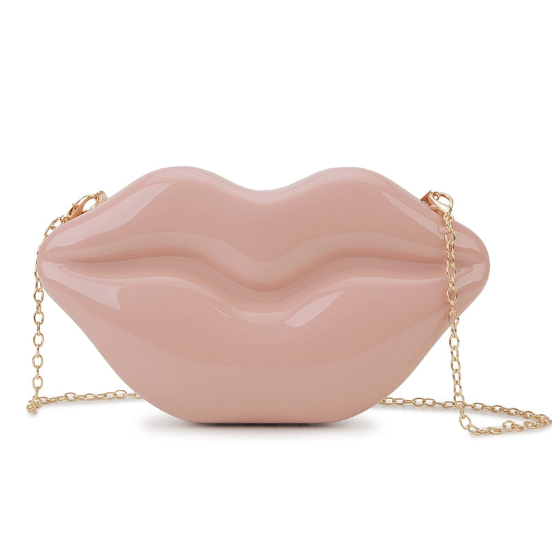 Sexy rote Lippen Design Frauen Party Clutch Abendtasche schillernde weibliche Kette Tasche Umhängetasche Geldbörsen und Handtaschen Beutel Mode