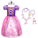 Mädchen Rapunzel Kleid Kinder Sommer Tangled Fancy Prinzessin Kostüm Kinder Verkleidung Geburtstag Karneval Halloween Party Kleidung 2-8T