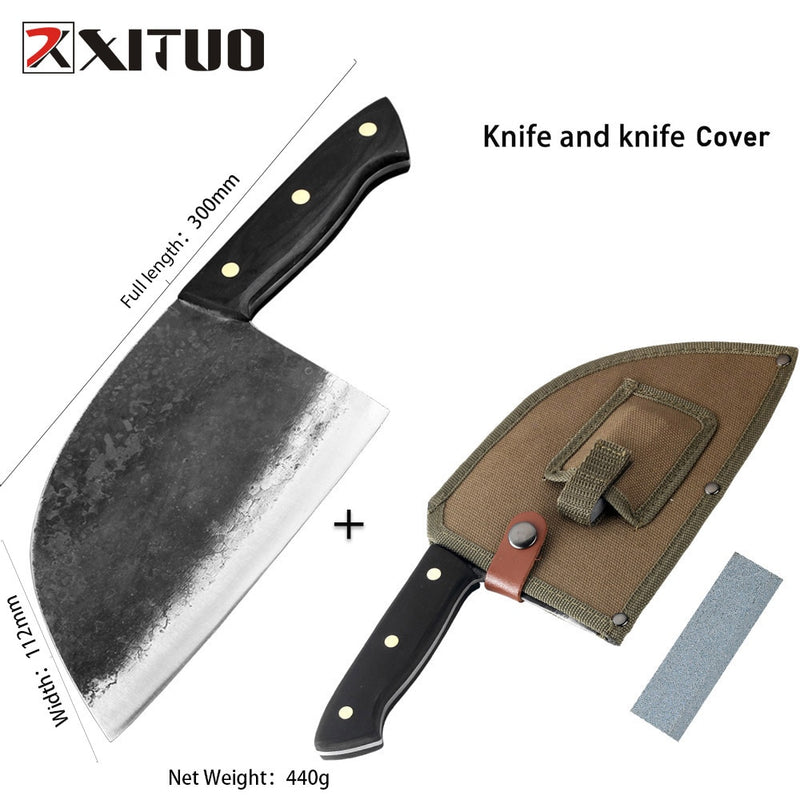 XITUO Superior Professional Handmade Forged Carbon Steel Chef Kitchen Slicing Chopping Kitchen Knife Traditional Cooking Tools