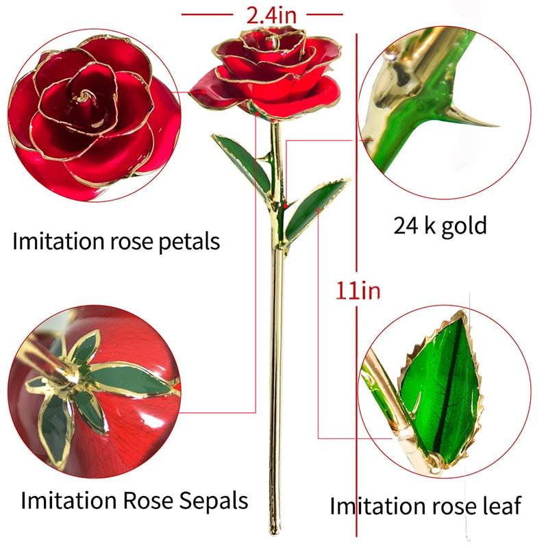 Geschenke für Frauen 24 Karat Gold getauchte Rose mit Ständer Ewige Blumen für immer Liebe in Box Freundin Hochzeit Weihnachtsgeschenke für Sie