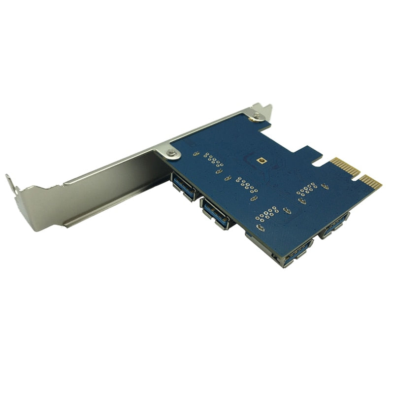 Adaptador PCI-E a PCI-E 1 Turn 4 Ranura PCI-Express 1x a 16x USB 3.0 Minería Tarjeta elevadora especial Convertidor PCIe para minería BTC Miner