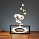 Chinese Style Creativity Ceramic Vase Wooden Frame Retro Openwork Vase Modern Home Flower Arrangement Decoration Flower Vases