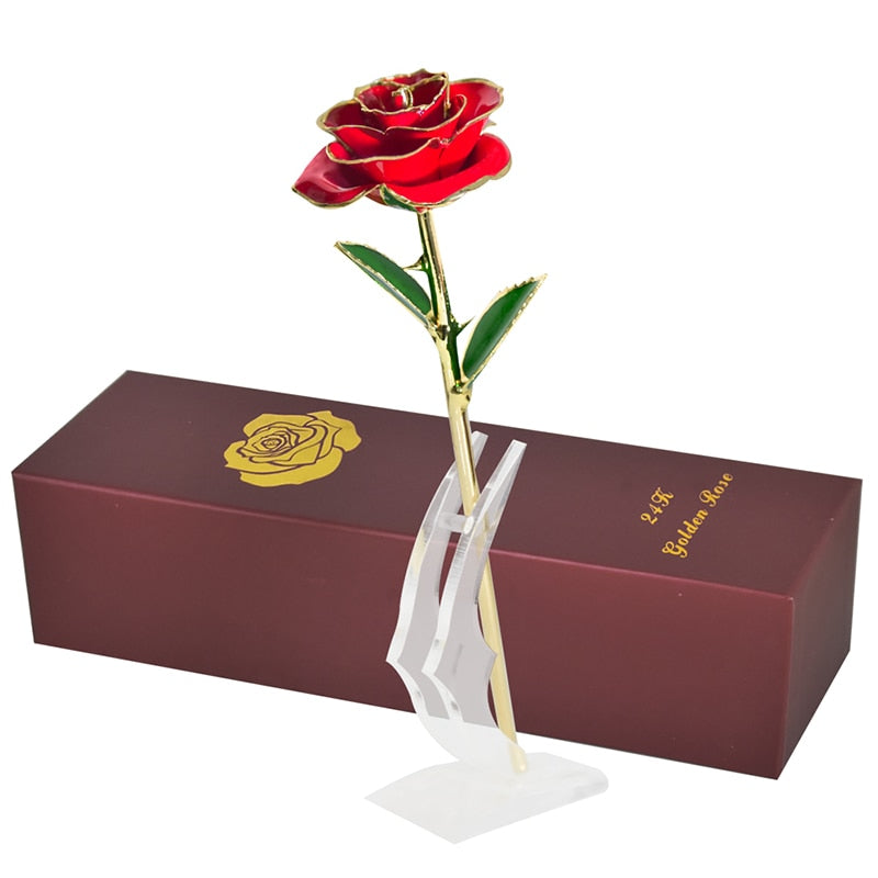 Gifts for Women 24k Gold Dipped Rose with Stand Eternal Flowers Forever Love In Box Girlfriend Wedding Christmas Gifts for Her