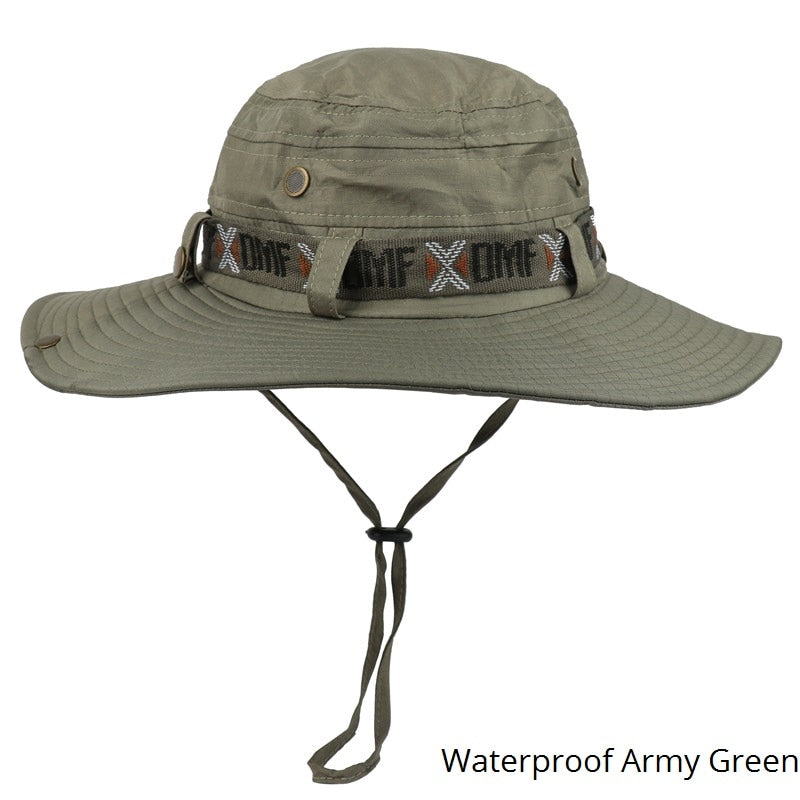 Waterproof Bucket Hat Summer Men Women Boonie Hat Outdoor UV Protection Wide Brim Panama Safari Hunting Hiking Fishing Sun Hat