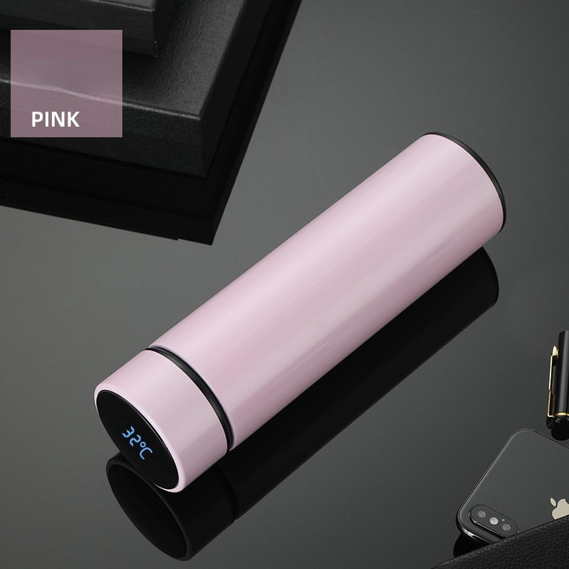 Termo LED inteligente creativo de 480ml con pantalla de temperatura, frascos de vacío, botella de agua de acero inoxidable, taza termo con logotipo personalizado