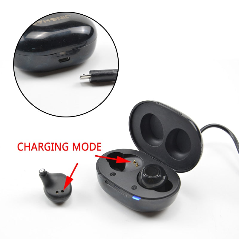 2021 Neueste Hautfarbe 1 Paar USB wiederaufladbare ITE-Hörgeräte Tonverstärker Unsichtbarer Hörverlust für ältere Gehörlose Russland