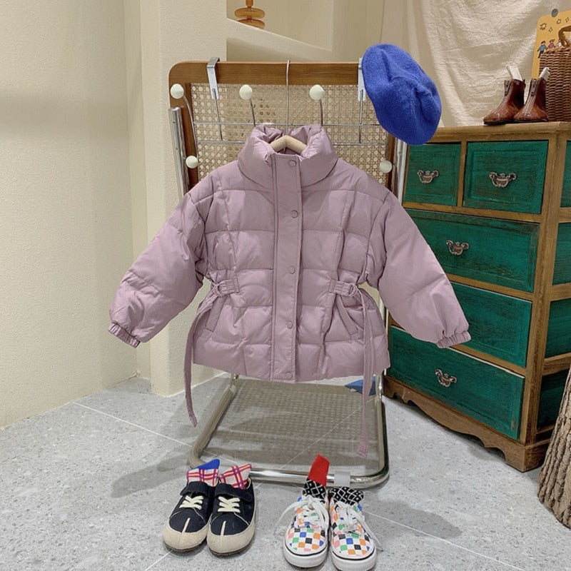 Mode Baby Junge Mädchen Baumwolle Gefütterte Jacke Winter Säugling Kleinkind Kind Mantel Gürtel Warme Dicke Outwear Baby Kleidung 2-10Y