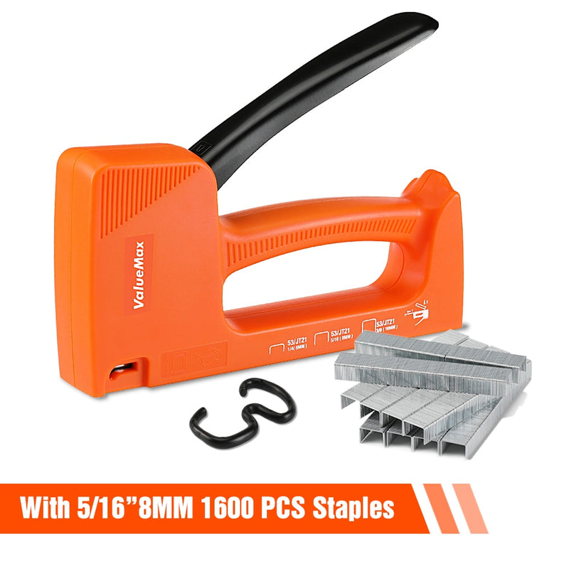 ValueMax Construction Stapler Heavy Duty 3-in-1 Manual Nail Gun With 3000 Staples Upholstery Stapler for Wood Furniture Home DIY