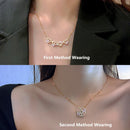 Collar con colgante magnético de trébol de cuatro hojas con corazón de nuevo diseño para mujeres y niñas, joyería de regalo de Navidad de acero de titanio y circón a la moda