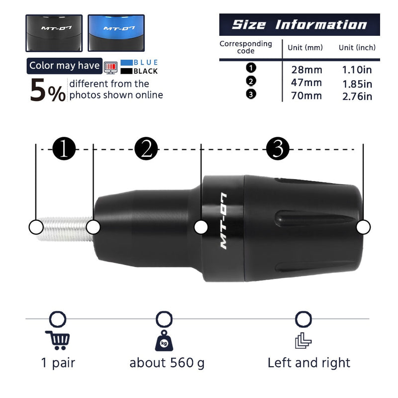 MT-07 Sturzpads Crash Protector für YAMAHA MT07 2014-2023 FZ07 Tracer 700/GT 7 Motorradzubehör Falling Protection Pad