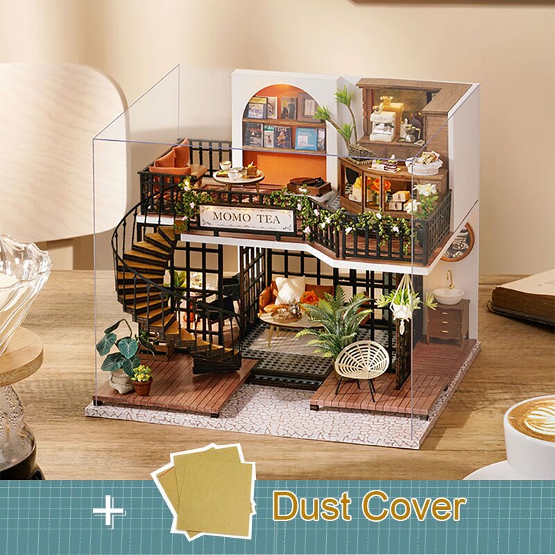 Cutebee DIY DollHouse Kit Casas de muñecas de madera Forest Teashop con muebles Kit Juguetes para niños Regalo de Navidad