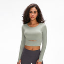 Nepoagym WIND Women Long Sleeve Cropped Top with Padded Bra Soft Yoga Top Comfortable Gym Workout Shirts