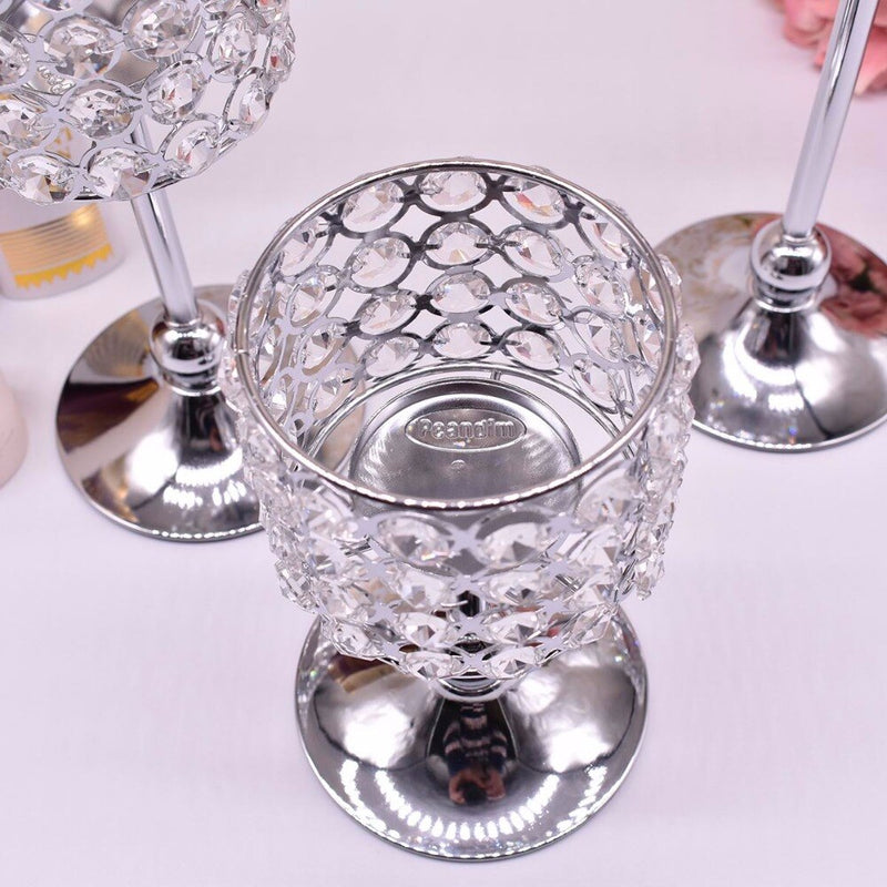 Peandim, 3 uds., candelabro chapado en oro y plata, candelabro de cristal, centro de mesa, decoración de boda, candelabros de mesa de centro románticos
