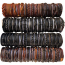 50PCS/Lot Random Surfer Bracelet Handmade Men&#39;s Women&#39;s Mix Styles Braided Leather Cuff Bracelets Jewelry Party Gift  MX3