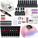 Juego de uñas Juego de manicura con 114W/120W/54W Lámpara de uñas LED 35000RPM Taladro de uñas 20/10 Color Poly Extension Nail Gel Set