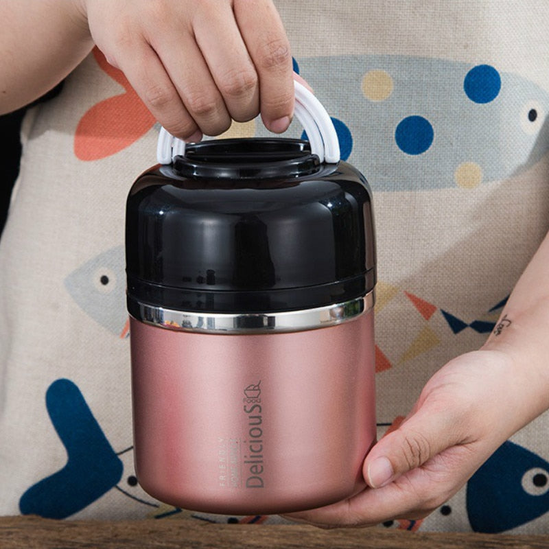 630ml Thermos Lunch Box 304 Stainless Steel Food Thermos with Container Vacuum Flask Lunch Box Thermos Cup for Women Men