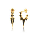 Andywen 100% 925 Sterling Silber Schwarz Emaille Schwarz Zirkon Lange Spike Creolen Piercing Ohrringe Anhänger Damen Luxus CZ Schmuck