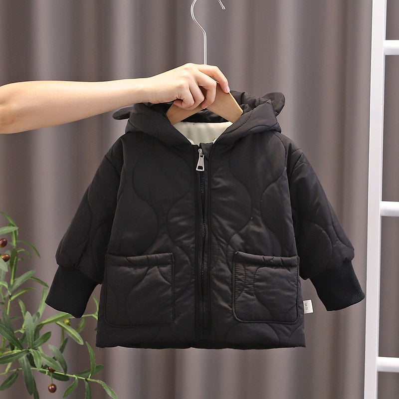 New Winter Children Thicken Clothes Baby Boys Girls Cotton Hooded Jacket Autumn Kids Toddler Fashion Coat Infant Casual Costume