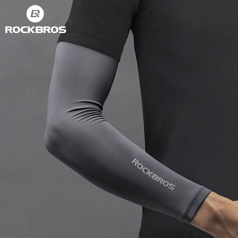 ROCKBROS Cycling Ice Fabric Running Camping Arm Warmers Basketball Sleeve Arm Sleeve Outdoor Sports Sleeves Summer Safety Gear