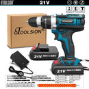 2 Speed 21V Impact Drill Impact Screwdriver Electric Wireless Power Tools Lithium-Ion Battery For Drilling In Steel Wood Ceramic