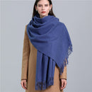 2022 Winter Cashmere Scarf Women Thick Warm Pashmina Shawls Wraps Solid Color Tassel Lady Blanket Echarpe Bufanda Hijab