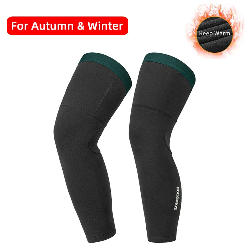 ROCKBROS Anti UV400 Cycling Leg Warmers Compression Knee Pad Protector Leg Sleeves Outdoor Sports Safety Soccer Running Leggings