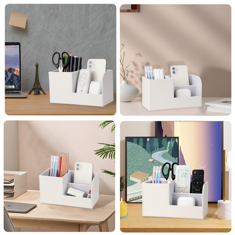 High Grade PU Leather Desk Organizer Wooden Pen Holder Pencil Box Marble Desk Storage Box &amp; Bin Stationery Pen Stand Containers